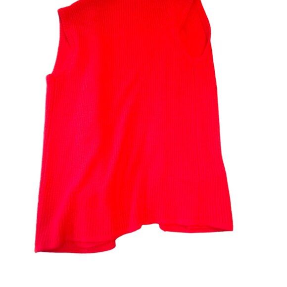Curvy Knits Vintage 1980s Red Long Line Open Front Vest Pockets Size Small - Picture 4 of 4